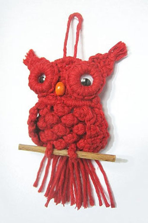 red macrame owl red macrame owl