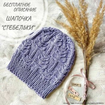 Описание шапочки СТЕБЕЛЬКИ связанной спицами для девочки Описание шапочки СТЕБЕЛЬКИ связанной спицами для девочки